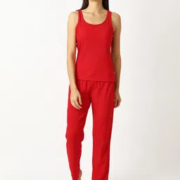 mackly Women Red Solid Night suit-image-19