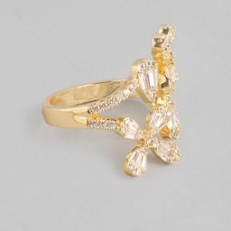 DressBerry Stone Studed Floral-Shaped Finger Ring-image-18