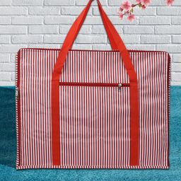 Kuber Industries Red & White Striped Moisture-Proof Storage Bag-18