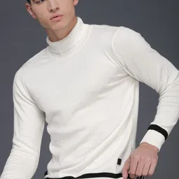 WROGN Men Off-White Solid Slim Fit Pullover Sweater-image-70