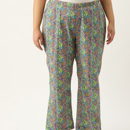 theRebelinme Women Grey Floral Printed Relaxed Loose Fit High-Rise Trousers-image-118