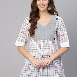 Varanga Women White & Black Checked Tunic-image-30