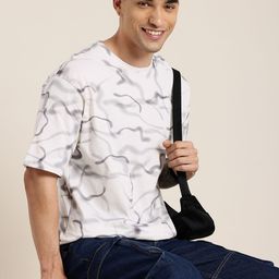 HERE&NOW Printed Drop-Shoulder Sleeves Oversized Pure Cotton T-shirt-picture-9