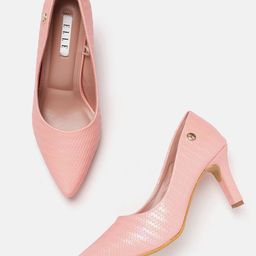 ELLE Peach-Coloured Basket Weave Textured Stiletto Pumps-22
