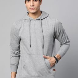 Roadster Men Grey Melange Solid Hooded Sweatshirt-image-18