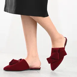 CARLO ROMANO Women Maroon Solid Leather Mules-picture-35