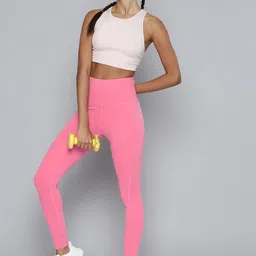 Reebok Women Pink Solid High Rise Foundation Tights-image-85