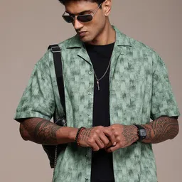 The Roadster Life Co. Relaxed Fit Printed Cuban Collar Pure Cotton Casual Shirt-image-55