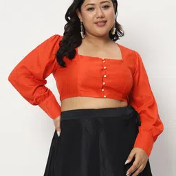 studio rasa Chroma Button Down Saree Blouse-2