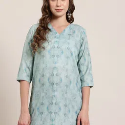 HERE&NOW Floral Printed V-Neck Kurti-picture-19
