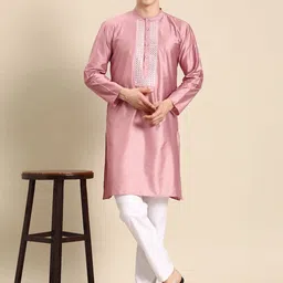 Anouk Men Yoke Design Regular Mirror Work Kurta with Pyjamas image 1
