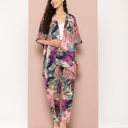 Qurvii Printed Coat With Trousers-image-10
