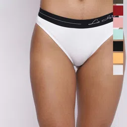 La Intimo Pack Of 6 Low-Rise Cotton Bikini Briefs-image-33