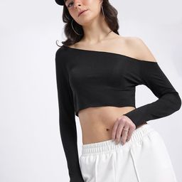 glitchez Less Is More One Shoulder Crop Fitted Top-image-11