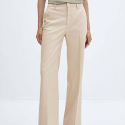 MANGO Women Wide Leg Faux Leather Trousers-image-65