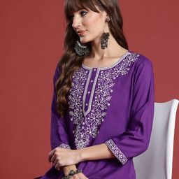 Indo Era Women Floral Embroidered Thread Work Kurta-picture-58