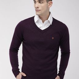 Raymond Men Violet Self Design Pullover Sweater-image-47