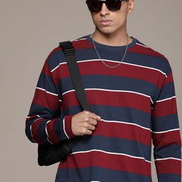 The Roadster Life Co. Striped Relaxed Fit Pure Cotton T-shirt-image-103