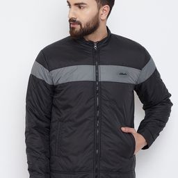 Adobe Men Black Solid Padded Jacket-44