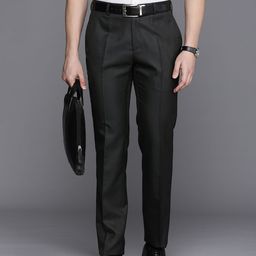 Raymond Men Checked Slim Fit Formal Trousers-image-85