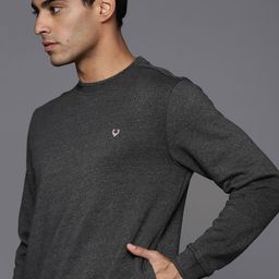 Allen Solly Men Charcoal Grey Solid Sweatshirt-image-1