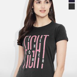 Fabflee Women Multicoloured 4 Printed T-shirt-image-95