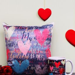 Archies Love Gifts Multicoloured Printed Quotation Mug & Cushion Set-24