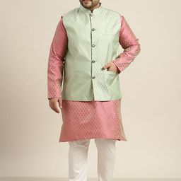 SOJANYA PLUS Men Pink Kurta with Churidar-29