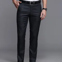 Raymond Men Checked Slim Fit Formal Trousers-image-38