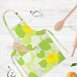 ArtzFolio Kids Green & White Printed Cotton Aprons-5