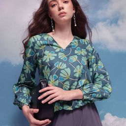 CORSICA Floral Print Long Sleeves Blouson Top-image-9