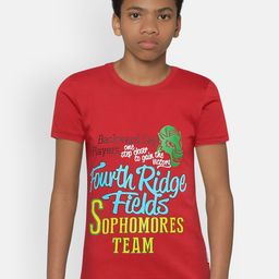 dongli Boys Red Printed Round Neck Pure Cotton T-shirt-image-80
