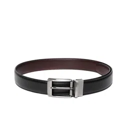 Ultimo Men Black & Coffee Brown Textured Reversible Formal Belt-image-96