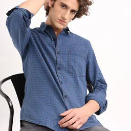 Blu MNKY Classic Slim Fit Checked Pure Cotton Casual Shirt-picture-46