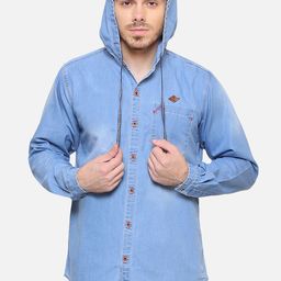 Kuons Avenue Men Blue Denim Smart Slim Fit Solid Shacket-picture-2