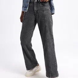 glitchez Women Classic Cuts Panelled Flared Jeans-image-71