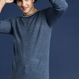 Mast & Harbour Solid Contrast Detailed Raglan Sleeves Acrylic Pullover-image-46