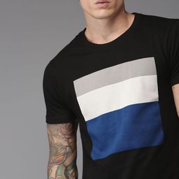 Moda Rapido Men Black Colourblocked Round Neck T-shirt-image-81