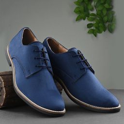 Hirels Men Blue Suede Derbys-image-30