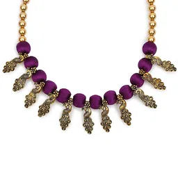 AKSHARA Women Purple Handcrafted Choker Necklace-picture-38
