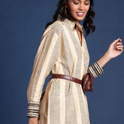 Taavi Pure Cotton Geometric Printed Above Knee A-Line Bagru Ethnic Dresses-3