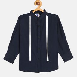 TONYBOY Boys Navy Blue Solid Premium Pure Cotton Casual Shirt-image-65
