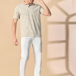 GLITO Striped Polo Collar Relaxed Fit T-shirt-image-10