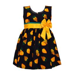 Wish Karo Girls Yellow & Black Quirky Printed Fit and Flare Dress-picture-13