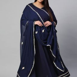 Divena Women Navy Blue Solid Gotta Patti Ready to Wear Lehenga & Blouse With Dupatta-image-7