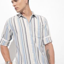 The Roadster Lifestyle Co. Men Classic Striped Pure Cotton Casual Shirt-picture-26