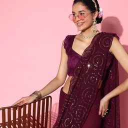 Mitera Sequinned Pure Georgette Saree-picture-7