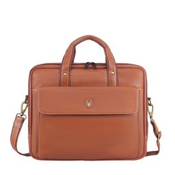 WildHorn Men Tan Textured Leather Laptop Bag-44
