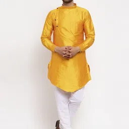 KLOTTHE Men Yellow Woven Design Straight Kurta-picture-38