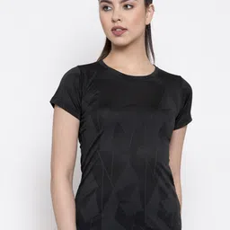 Boston Club Women Black Printed Slim Fit Round Neck T-shirt-picture-32